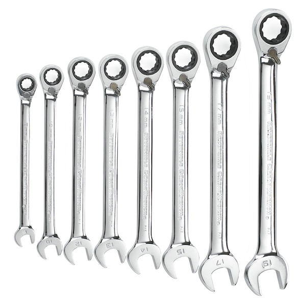 Gearwrench Metric Reversible Combination Ratcheting Wrench Set, 8 Pc. 12 Point KDT9543 - main